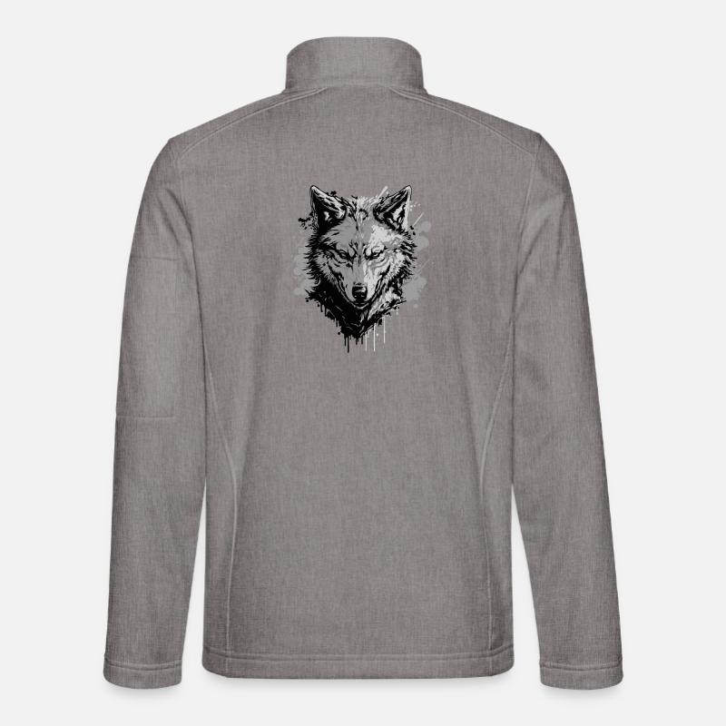 Grauer Wolf – Starkes Tiermotiv - Unisex Softshelljacke - Grau meliert