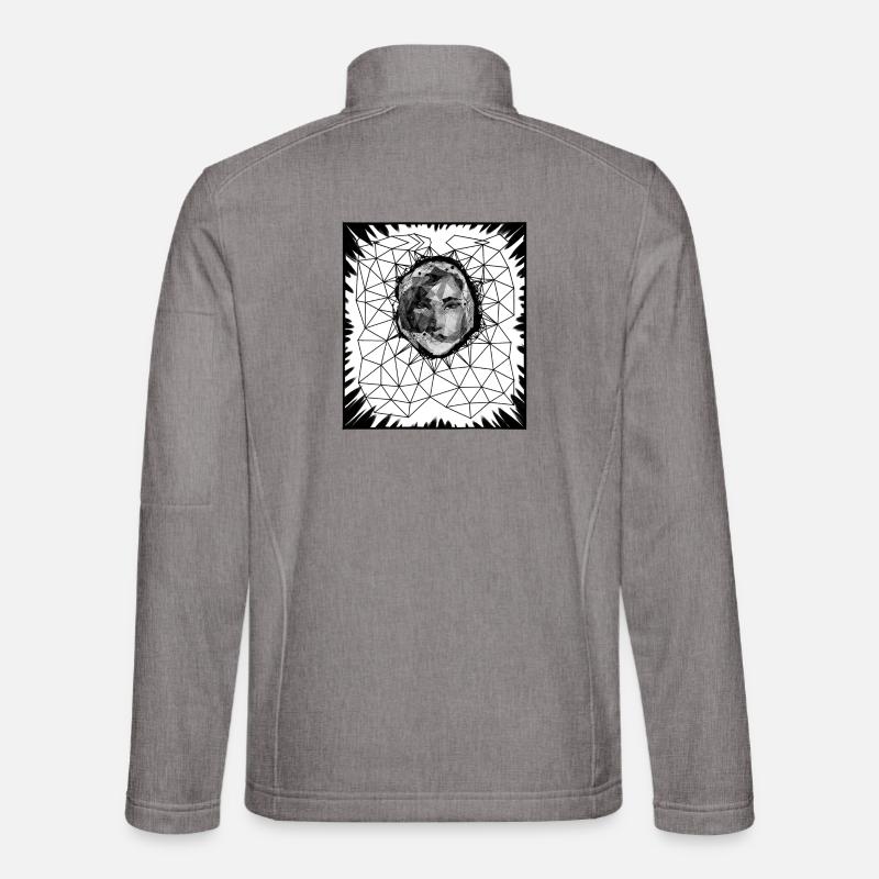 LOWPOLY WOMAN #2 - black & white - Unisex Softshell Jacket - heather grey