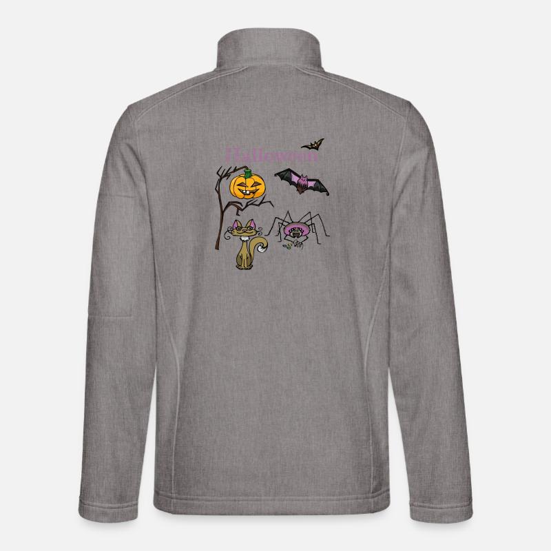 Halloween Pumpkin and Bat Design - Unisex Softshell Jacket - heather grey