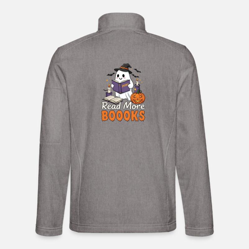 Ghost - Read More Boooks - Halloween - Unisex Softshelljacke - Grau meliert