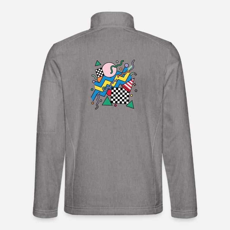 Geometric Neon Punk Pattern - Unisex Softshell Jacket - heather grey
