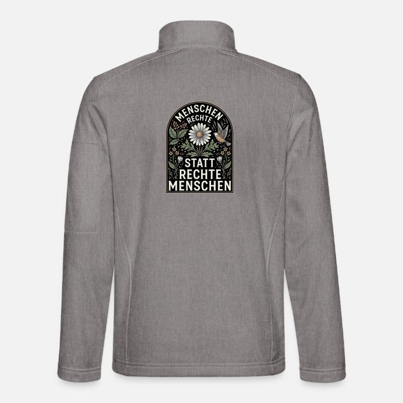 Retro Blumen Design Menschenrechte Spruch - Unisex Softshelljacke - Grau meliert