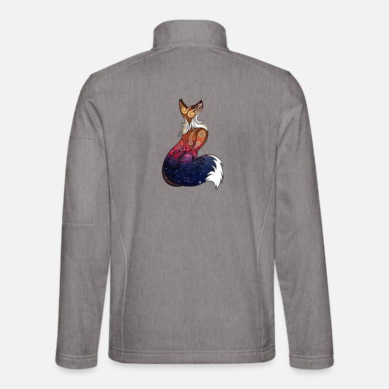 Kosmischer Mandala-Fuchs - Unisex Softshelljacke - Grau meliert