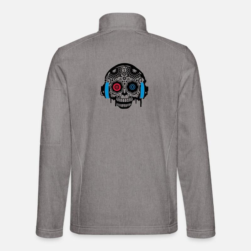 Sugar Skull mit Kopfhörer - Unisex Softshelljacke - Grau meliert