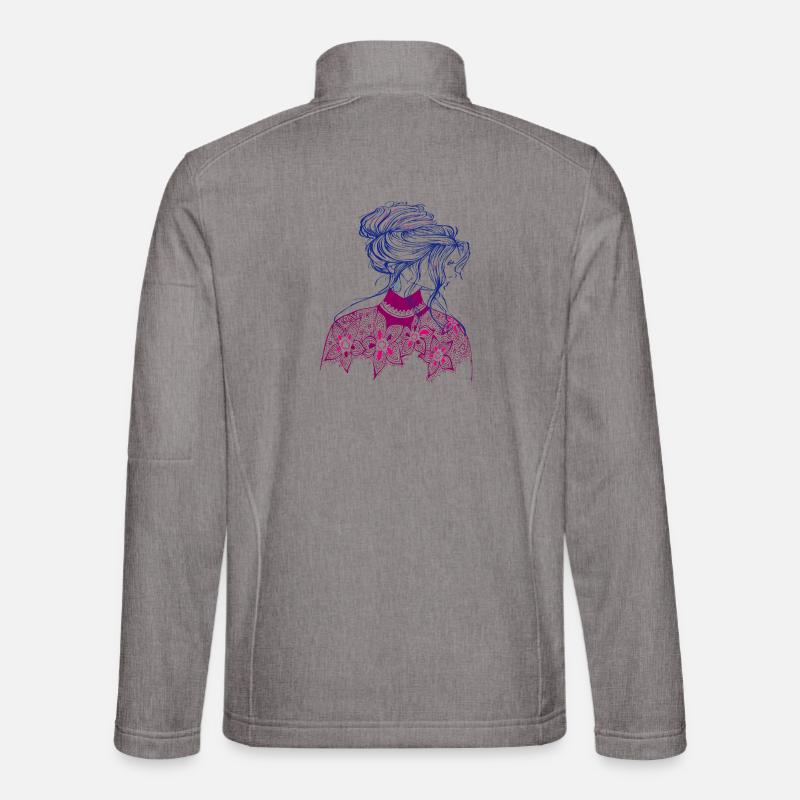 Mädchen Illustration - Unisex Softshelljacke - Grau meliert