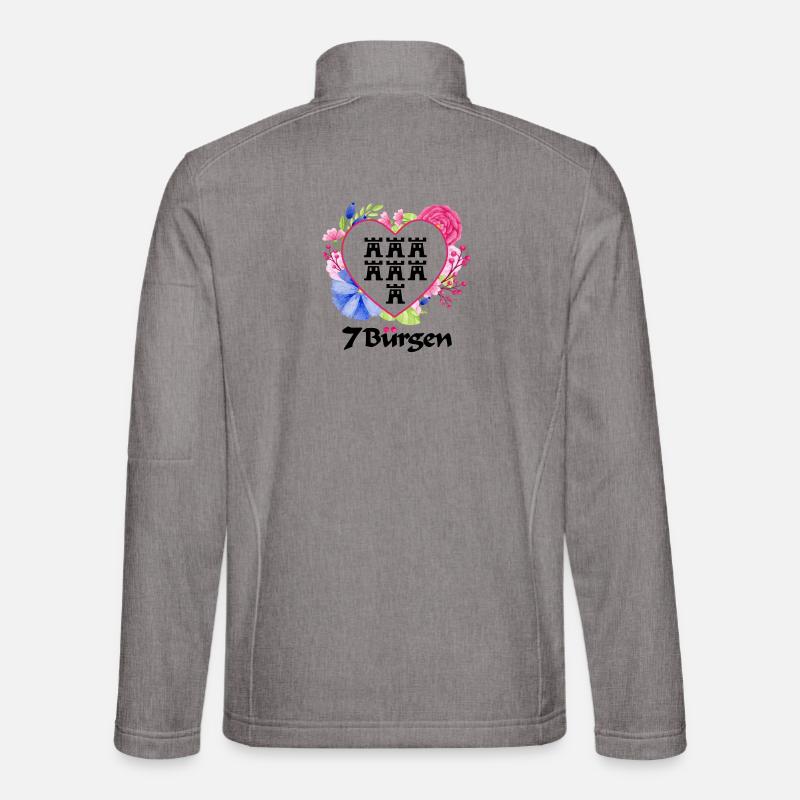 Siebenbürger Wappen mit Blumendesign und Wappen - Unisex Softshelljacke - Grau meliert