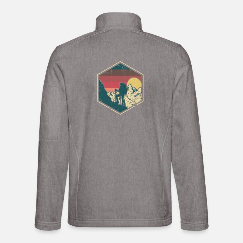 Sunset Summit Climber Hex Badge - Unisex Softshell Jacket - heather grey