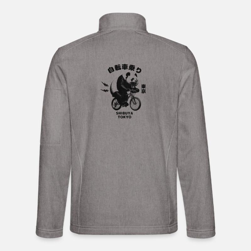 Radfahrender Panda Shibuya Tokyo - Unisex Softshelljacke - Grau meliert
