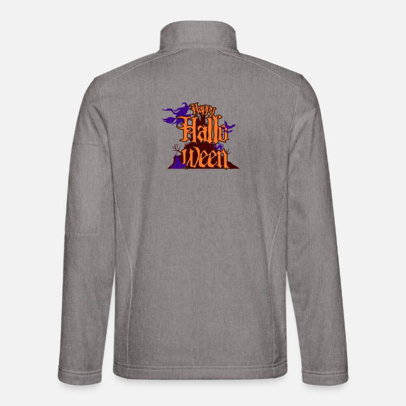 Happy Halloween lettering with Spooky House - Unisex Softshell Jacket - heather grey