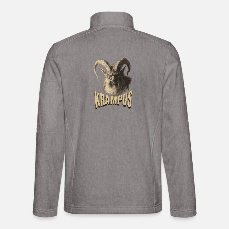 Krampus – Traditionelles Alpen-Design - Unisex Softshelljacke - Grau meliert