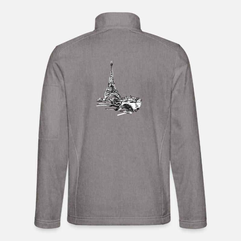 Paris Skyline: Sketchy Eiffel Tower - Unisex Softshell Jacket - heather grey