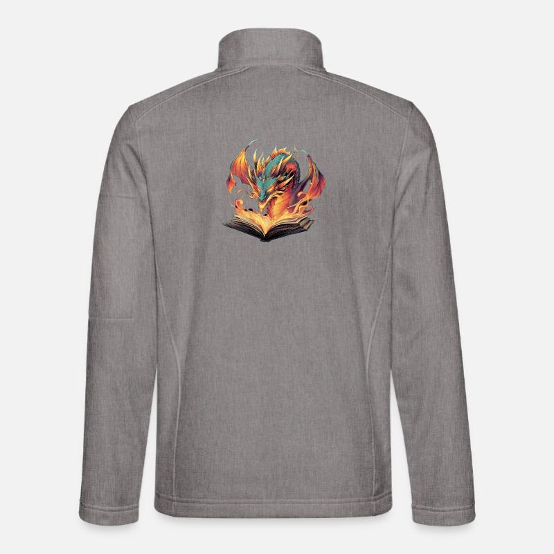 Dragon Book Transformation Fire Design - Unisex Softshell Jacket - heather grey