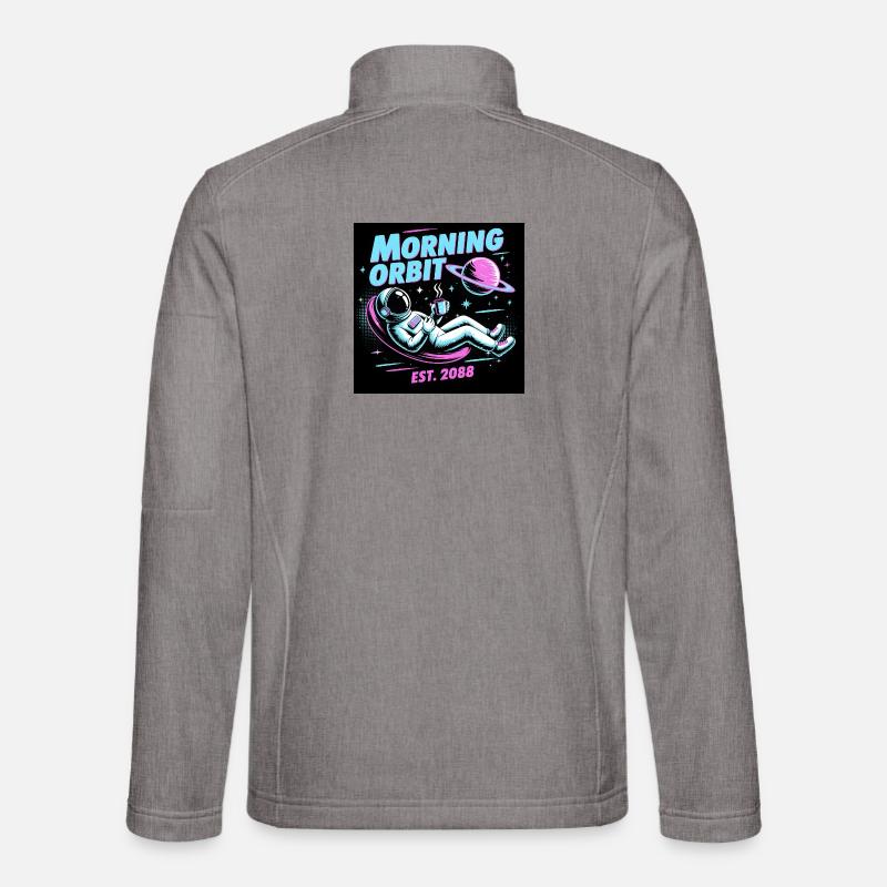 Morning Orbit: Astronautenkaffee - Unisex Softshelljacke - Grau meliert
