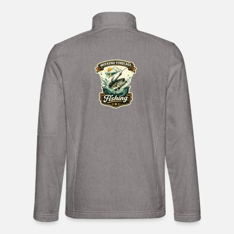 Weekend Forecast Fishing Retro Motiv - Unisex Softshelljacke - Grau meliert