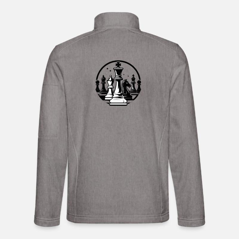 Duel d’échecs dans un motif d’échecs en noir et blanc Veste en tissu softshell Unisexe