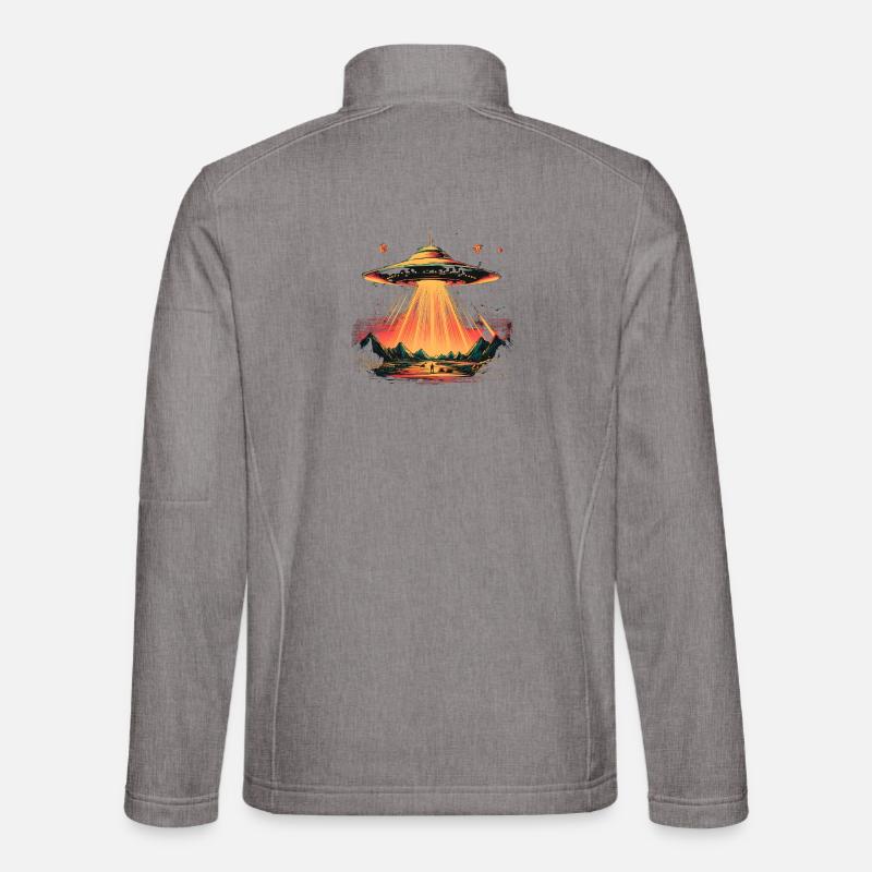 UFO-Lichtbogen über Gebirge - Unisex Softshelljacke - Grau meliert