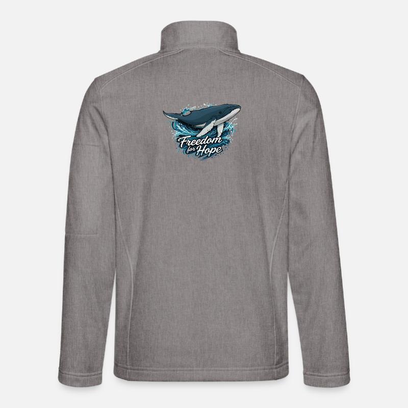 Freedom for Hope – Wal & Wellen - Unisex Softshelljacke - Grau meliert