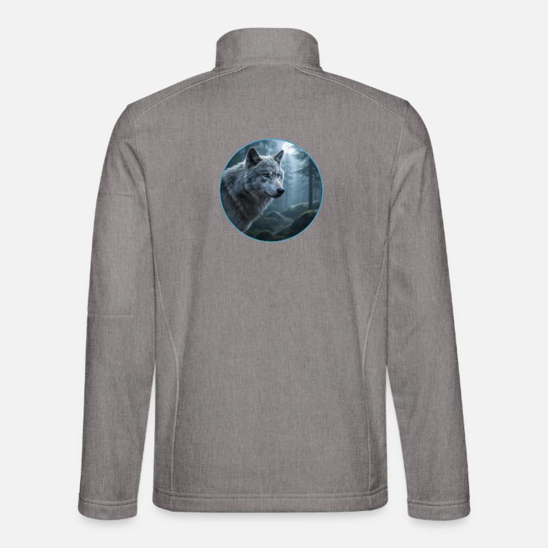 T-Shirt-Design „Wolf“ - Unisex Softshelljacke - Grau meliert