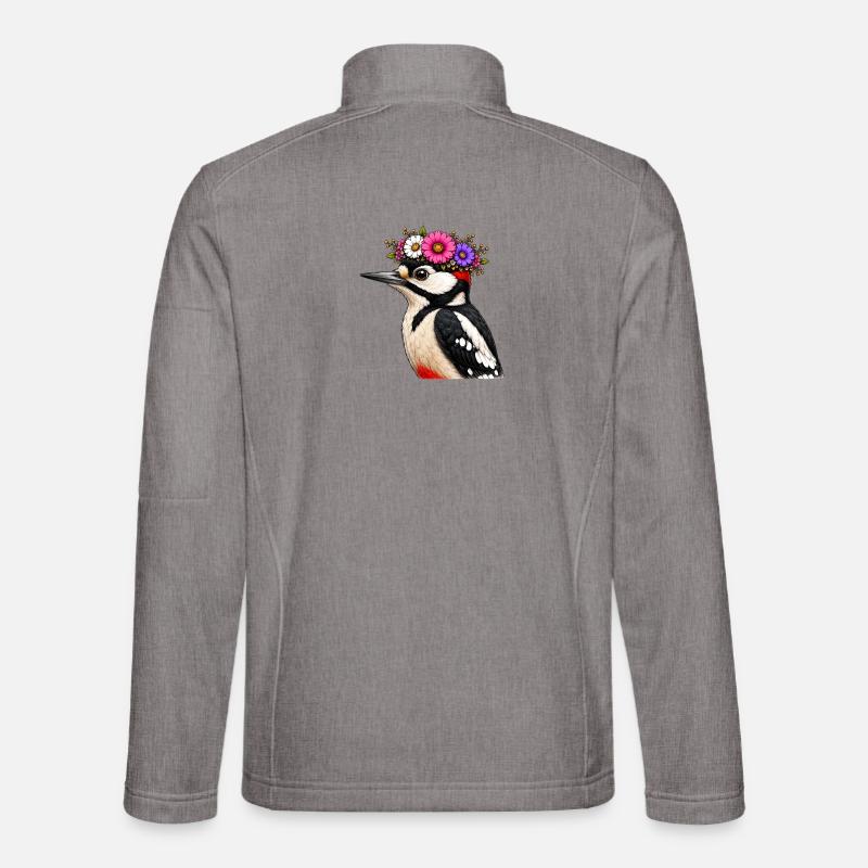 Specht mit Blumenschmuck  Unisex Softshelljacke