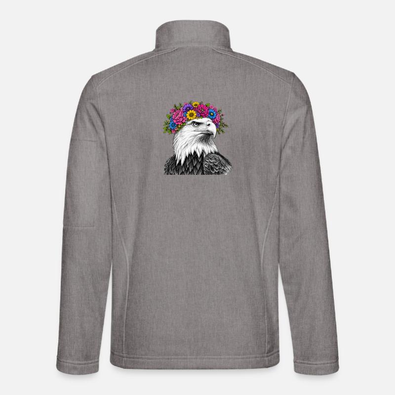 Flower Crown Eagle Portrait - Unisex Softshell Jacket - heather grey