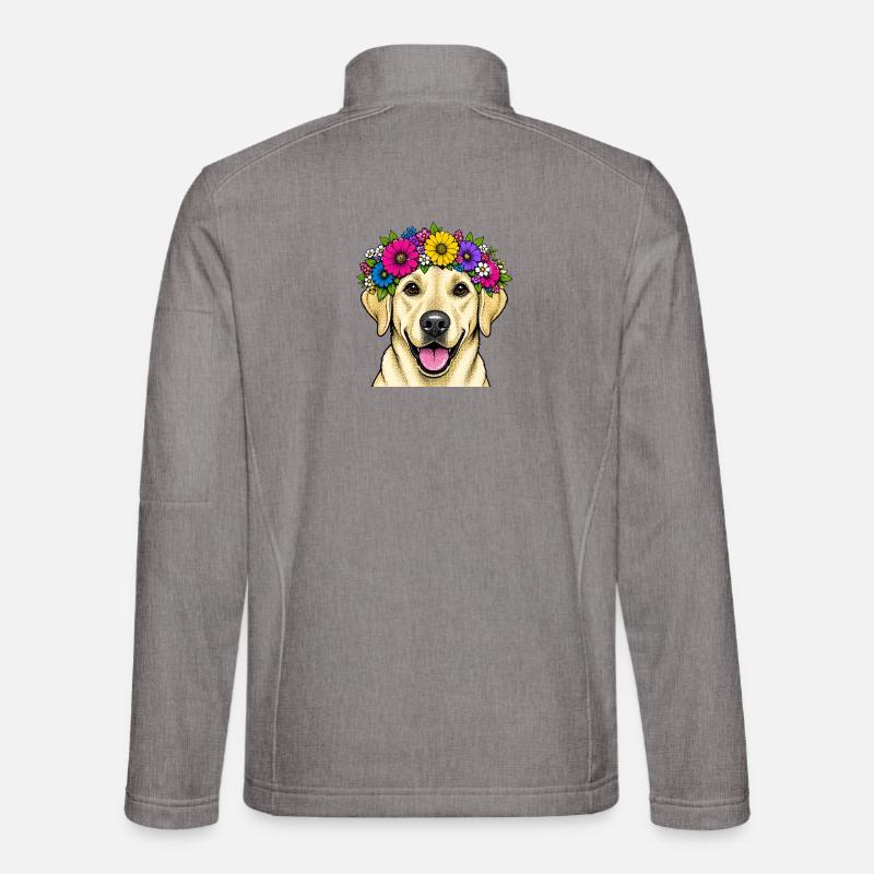 Blütenkrone Labrador Hundemotiv - Unisex Softshelljacke - Grau meliert
