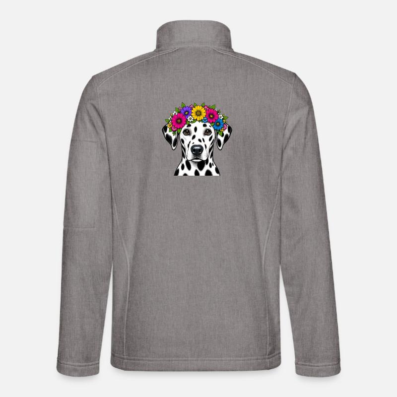 Dalmatien avec couronne de fleurs - Veste en tissu softshell Unisexe - gris chiné