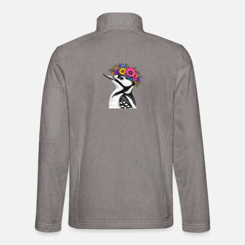 Flower Wreath Bird - Unisex Softshell Jacket - heather grey