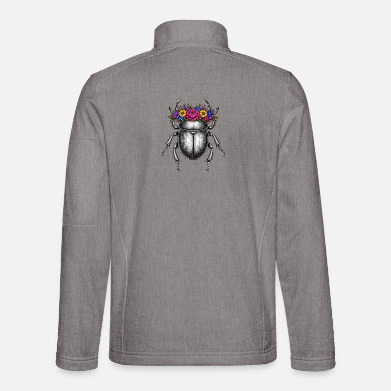 Skarabäus mit Blumenkrone - Unisex Softshelljacke - Grau meliert