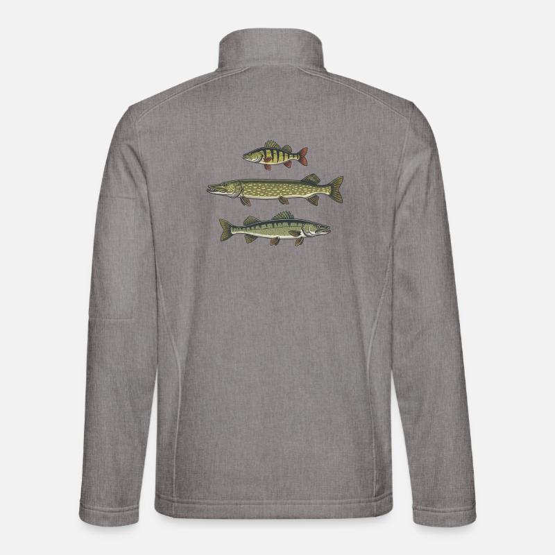 Barsch Hecht Zander Angeln Fischen - Unisex Softshelljacke - Grau meliert