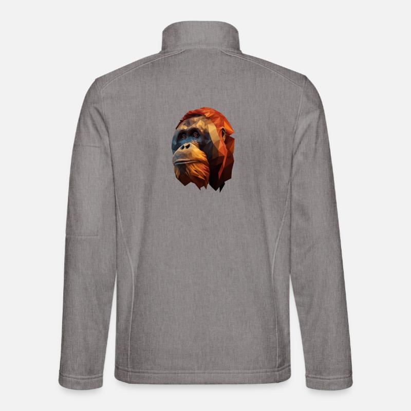 Orange Polygon Orangutan Portrait - Unisex Softshelljacke - Grau meliert