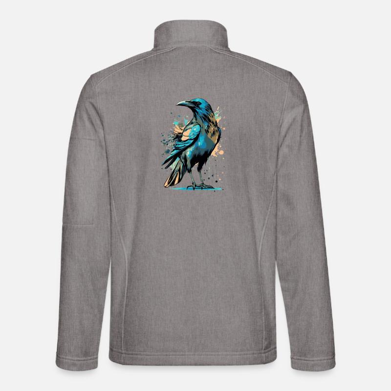 Black Raven - Crow - Unisex Softshell Jacket - heather grey