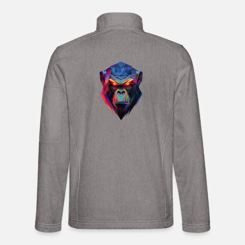 Geometrischer Neon-Gorilla - Unisex Softshelljacke - Grau meliert
