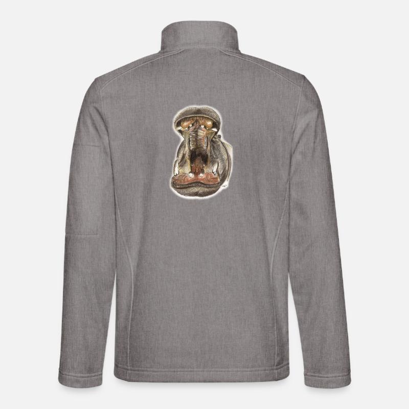 Hippo Hippo Mouth Illustration - Unisex Softshell Jacket - heather grey