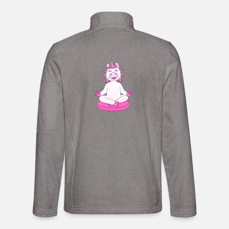 Einhorn Yoga Meditation  - Unisex Softshelljacke - Grau meliert
