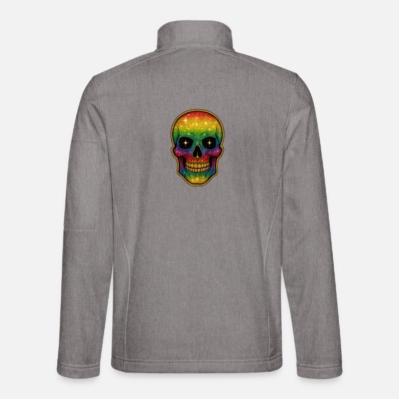Galaktischer Regenbogen Totenschädel - Unisex Softshelljacke - Grau meliert