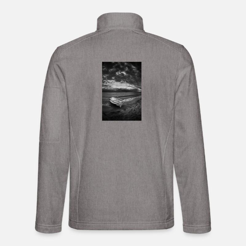 Ein Boot an einem dunklen Ufer - Unisex Softshelljacke - Grau meliert