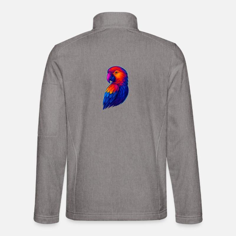 Vivid rainbow parrot illustration - Unisex Softshell Jacket - heather grey