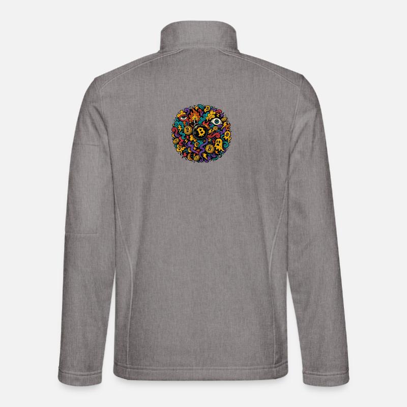 Vulkanischer Bitcoin Chaos Design - Unisex Softshelljacke - Grau meliert