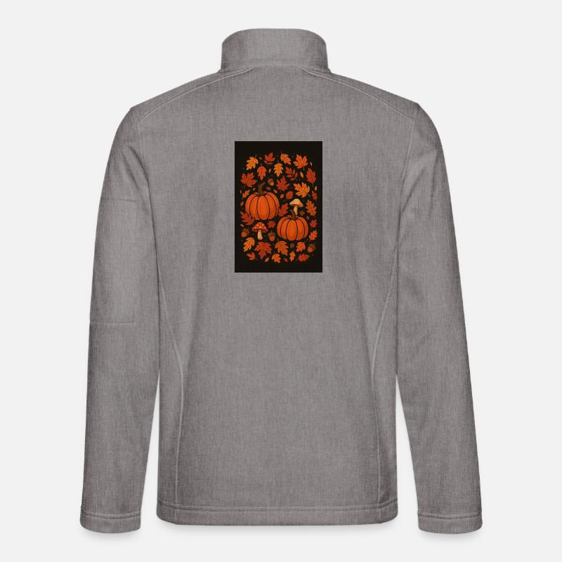 Autumn Pattern Pumpkins and Mushrooms - Unisex Softshell Jacket - heather grey
