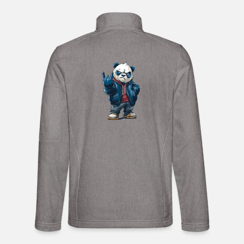 Rocking panda with "rock on" pose Unisex Softshell Jacket