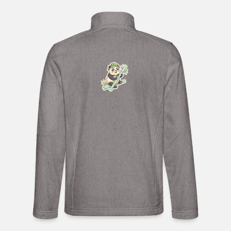 Panda on bamboo path - Unisex Softshell Jacket - heather grey