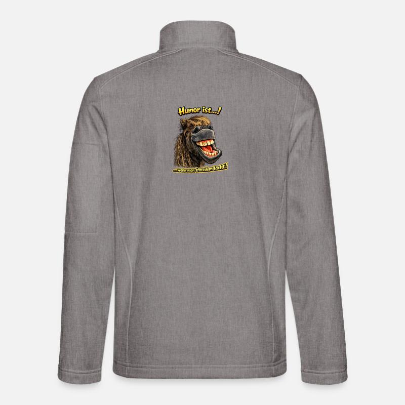 Lachendes Pferd mit Grinsen - Unisex Softshelljacke - Grau meliert