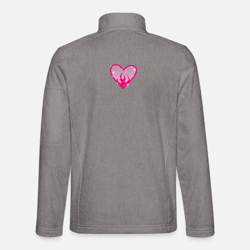 Flame Heart Pink Glow - Unisex Softshell Jacket - heather grey