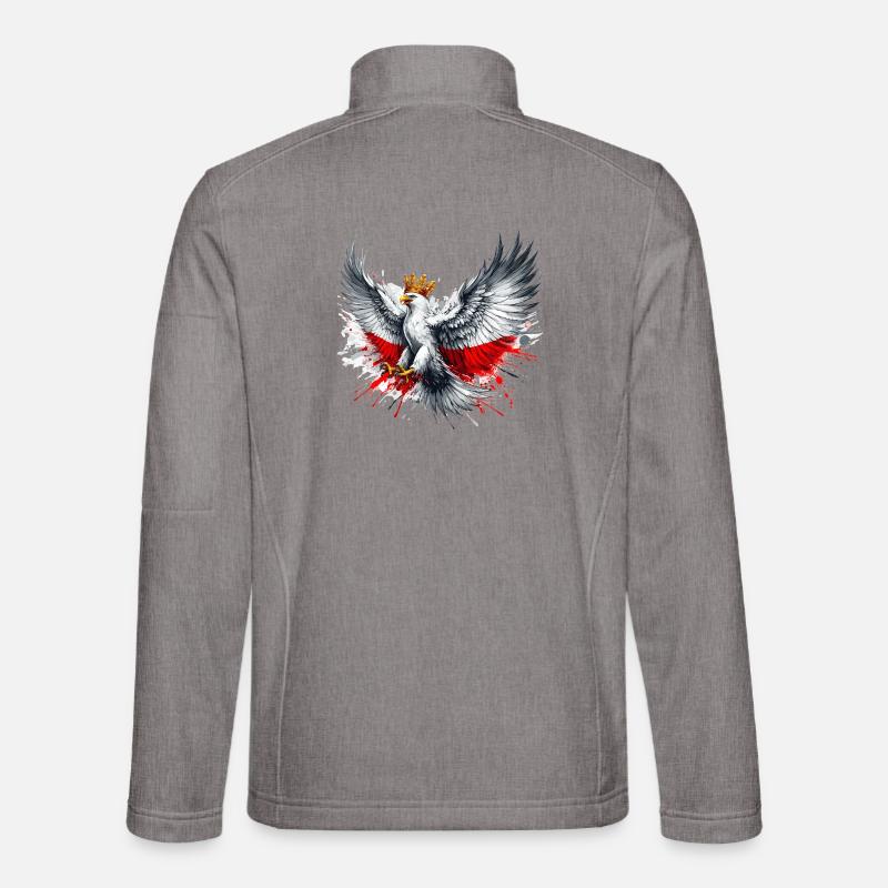 Polen Polska polnisch rot weiß Adler Krone Geschen - Unisex Softshelljacke - Grau meliert