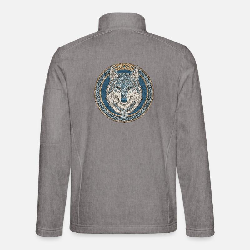 Nordic Wolf Mythology - Unisex Softshell Jacket - heather grey