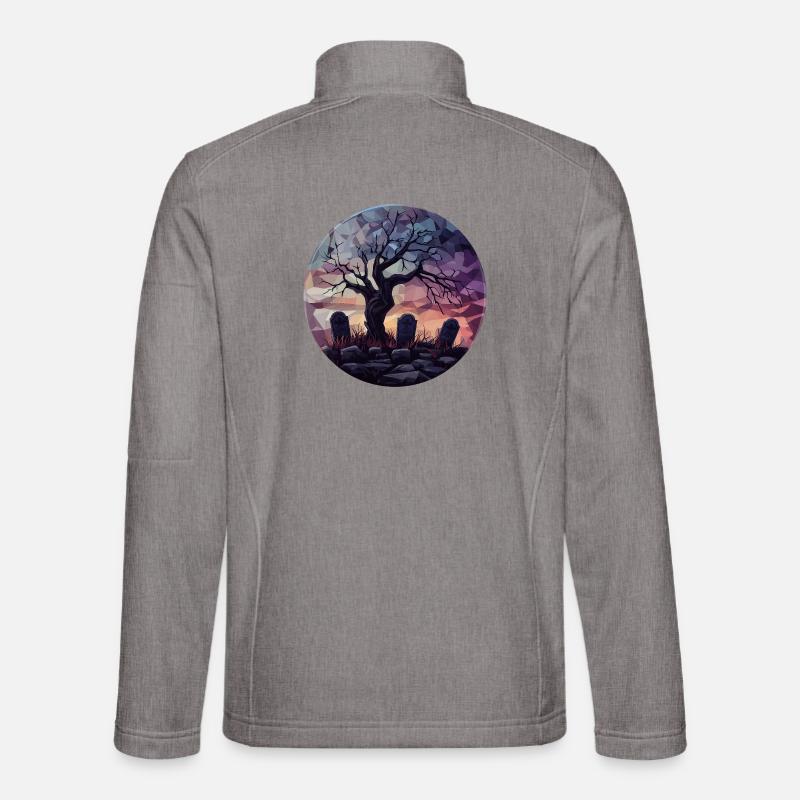 Geometric Ghost Tree at Sunset Unisex Softshell Jacket