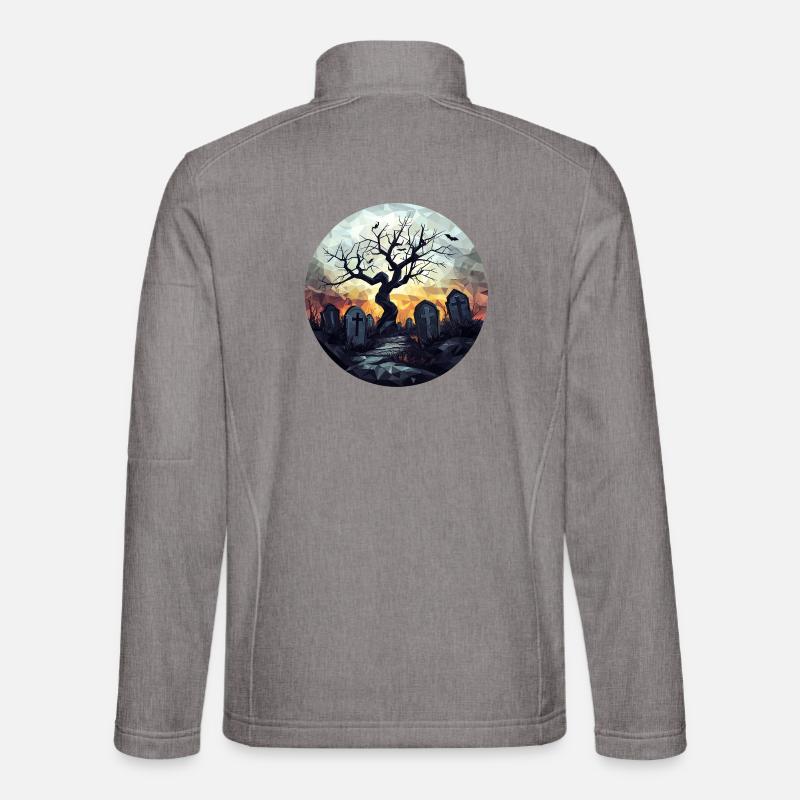 Spooky cemetery with gnarled tree - Unisex Softshell Jacket - heather grey