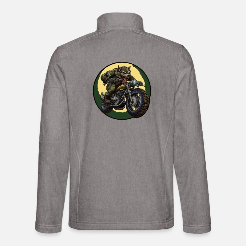 Werewolf biker under moonlight - Unisex Softshell Jacket - heather grey