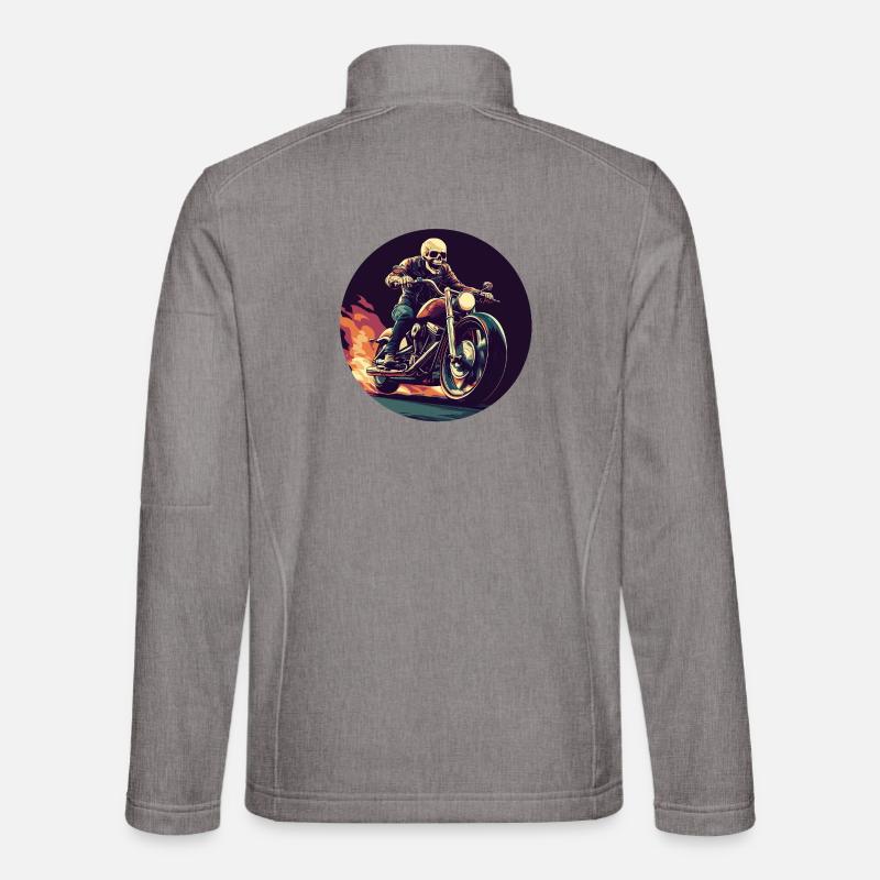 Skeleton on motorcycle flames - Unisex Softshell Jacket - heather grey