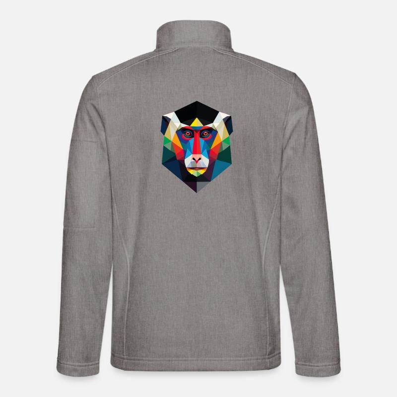 Geometric Monkey Head Art Print - Unisex Softshell Jacket - heather grey